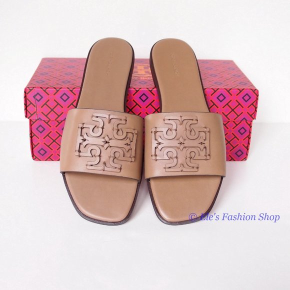 ❤️ NIB Tory Burch Ines Slide Leather Sandal Almond Flour 6.5 7 8 8.5 9 9.5 10 - Picture 7 of 16